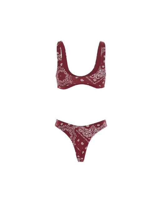 VENUJA Red Paisley-Print Crystal-Embellished Bikini