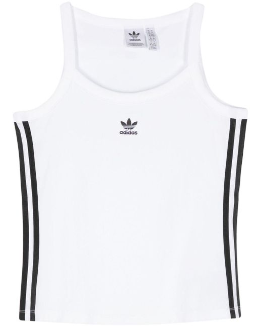 Adidas White 3-Stripes Logo Sleeveless Top