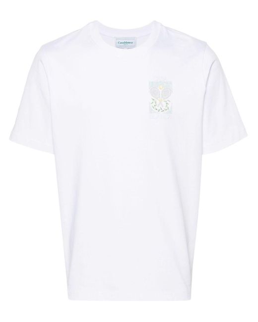 Casablancabrand White Tennis Pastelle Cotton T-Shirt