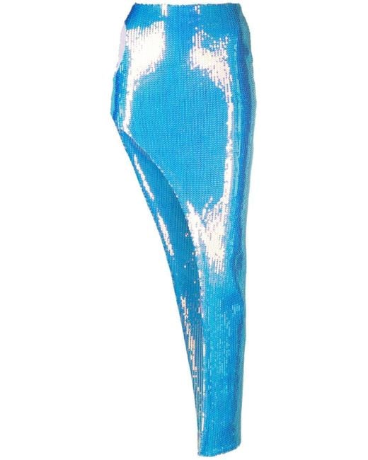 David Koma Blue Sequin-embellished Maxi Skirt
