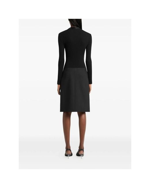 Courreges Black Vinyl-Collar Ribbed T-Shirt