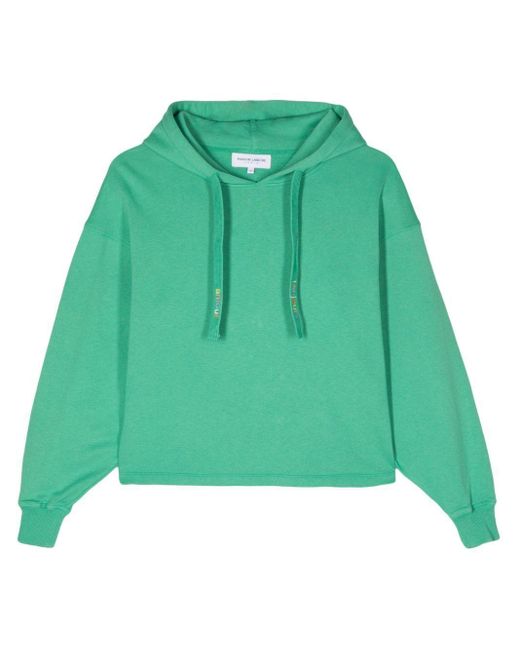 Maison Labiche Green Logo-Embroidered Cropped Hoodie