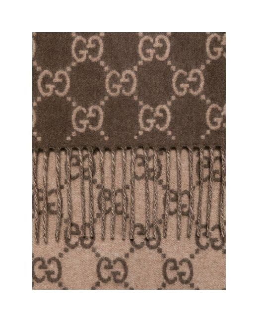 Gucci Brown Gg Cashmere Scarf for men