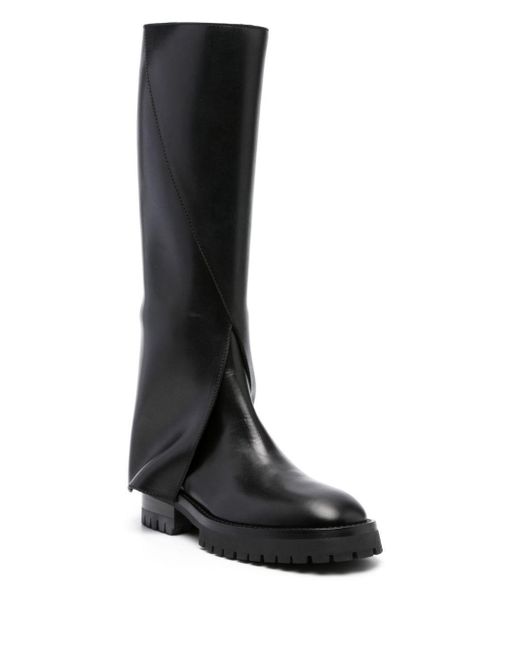 Ann Demeulemeester Black 45Mm Leather Knee-Length Boots