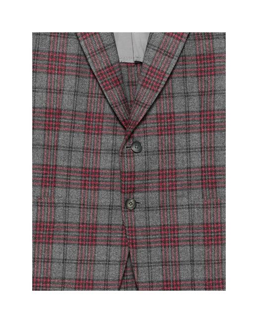 Isaia Gray Check-Pattern Notch-Lapel Blazer for men