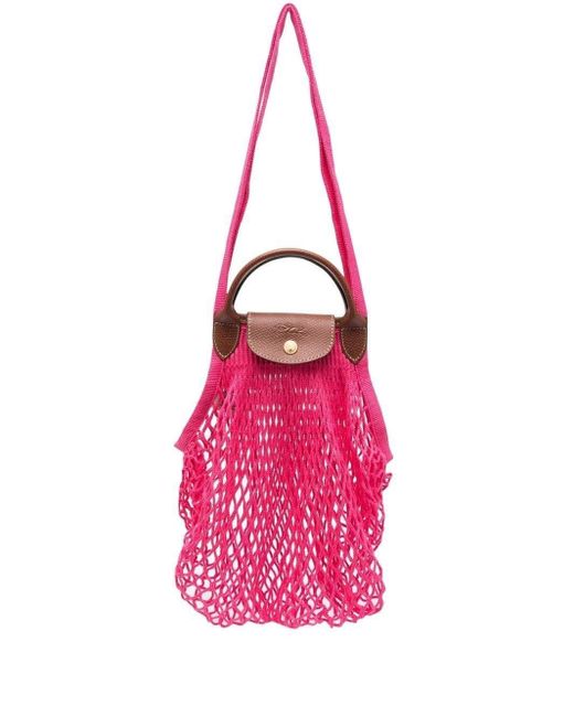 Longchamp Pink Le Pliage Filet Mesh Tote Bag