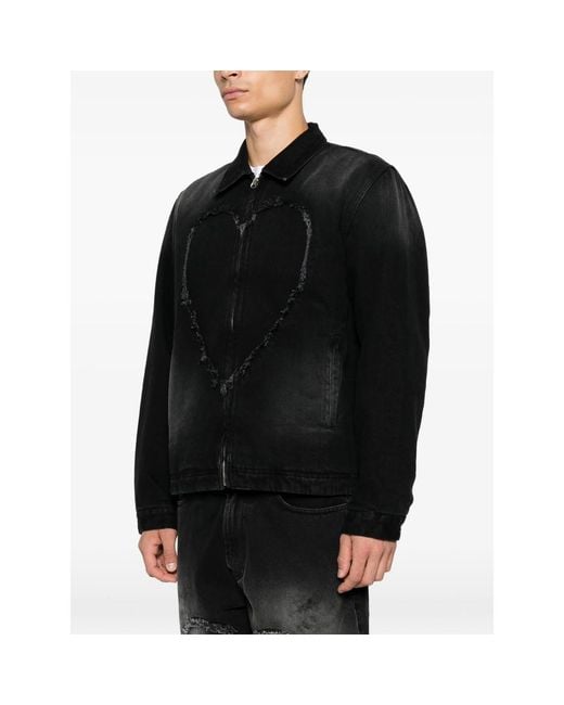 Carne Bollente Black Bad Boy, Big Heart Denim Jacket for men