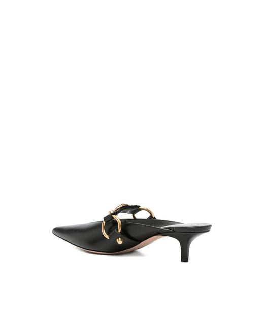 Balenciaga Black City Buckle-Detail Pointed-Toe Mules