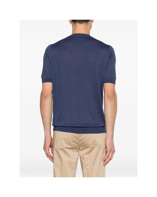 Fileria Blue Crew-Neck Short-Sleeve T-Shirt for men