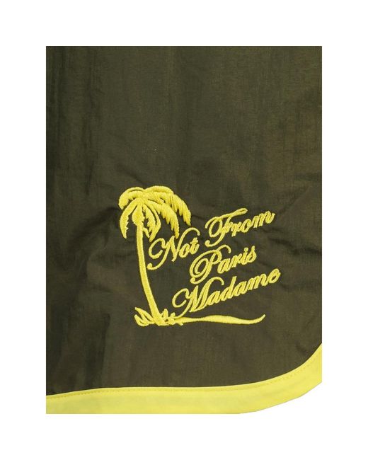 Drole de Monsieur Green Logo-Print Drawstring Shorts for men