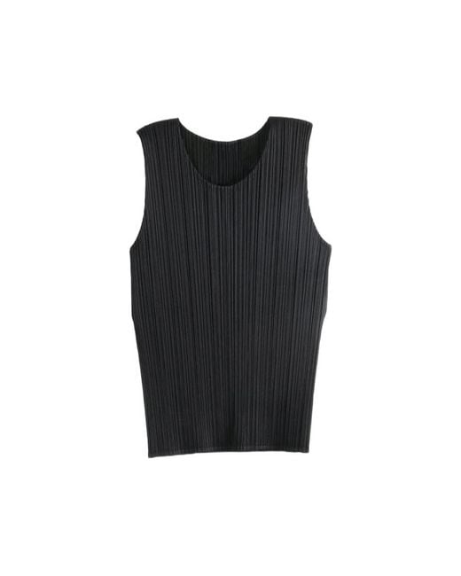 Pleats Please Issey Miyake Black Pleated Sleeveless Top