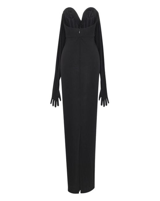 Saint Laurent Black Draped Gloved Maxi Dress