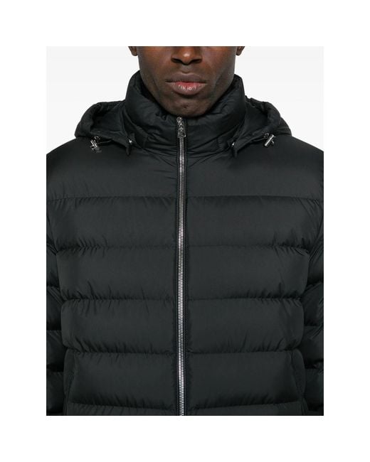 Moncler Black Hooded Quilted Jacket for men