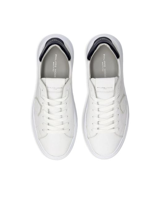 Philippe Model White Temple Low Leather Trainers for men