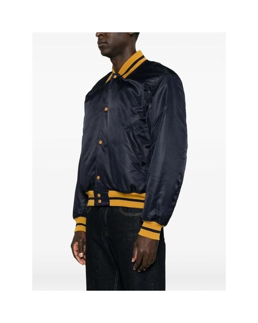 Rhude Blue Logo-Patch Striped-Trim Jacket for men