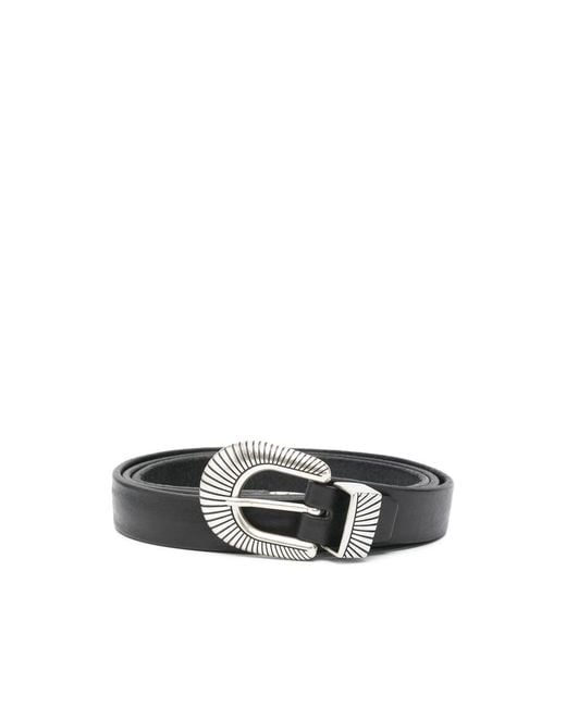 Eraldo Black Textured-Buckle Belt for men