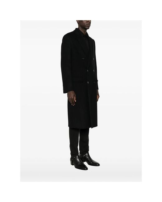 Saint Laurent Black Double-Breasted Coat for men