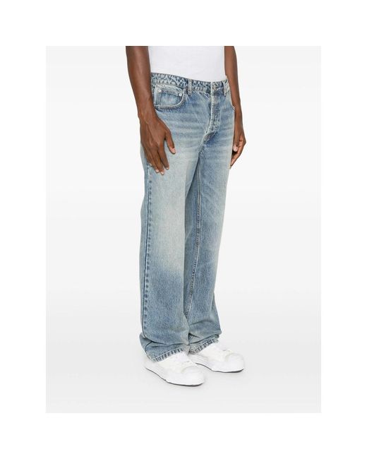 Cole Buxton Blue Faded Straight-Leg Jeans for men