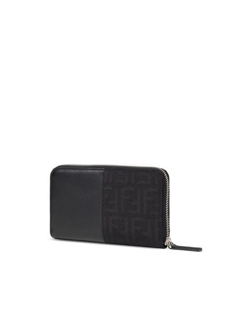 Fendi Black Ff Jacquard Zip-Around Wallet for men