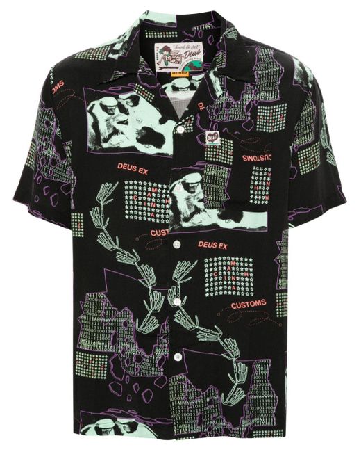 Deus Ex Machina Black Primitive Graphic-Print Shirt for men