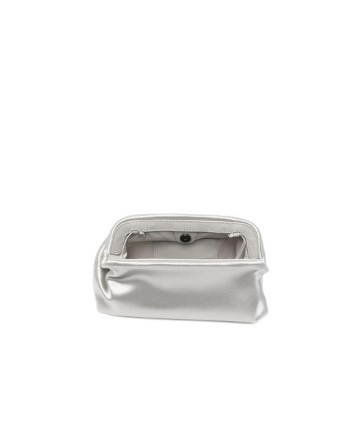 Alberta Ferretti White Mini Metallic Clutch Bag