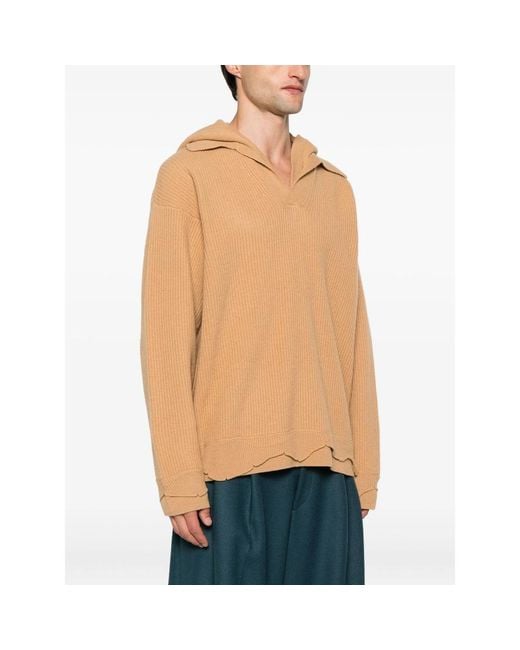 Laneus Natural Ribbed Hoodie for men