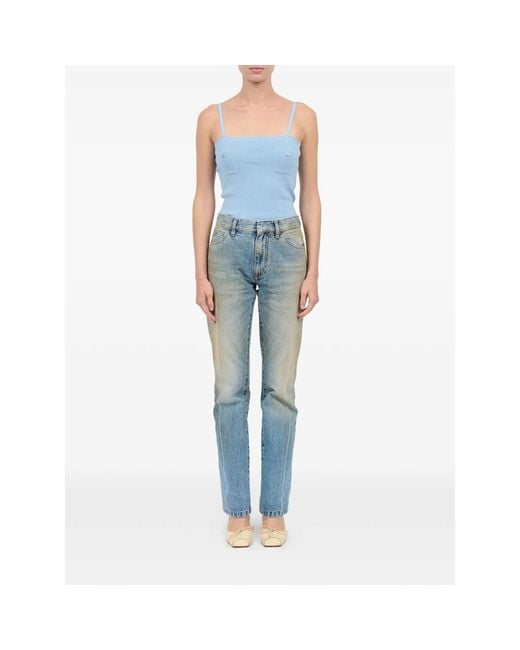MM6 by Maison Margiela Blue Faded Flared Jeans