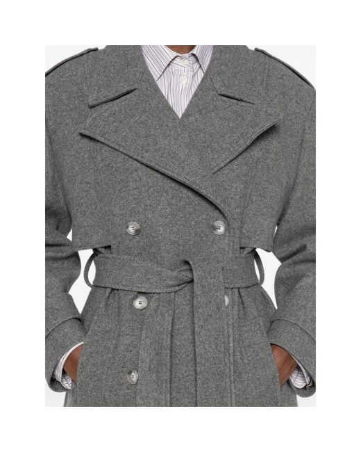 LE SULLY STUDIO Gray Double-Breasted Belted Coat