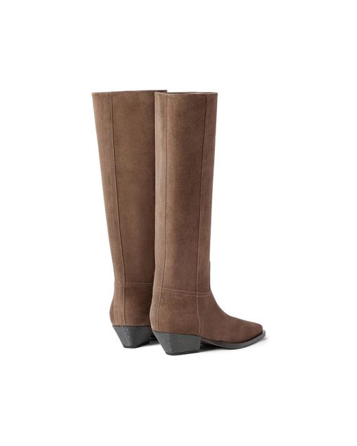 Brunello Cucinelli Brown Boots Calf Suede