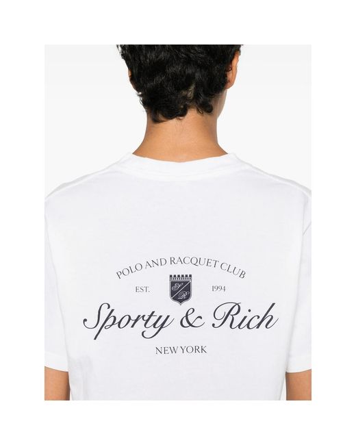 Sporty & Rich White Logo-Print Crew-Neck T-Shirt