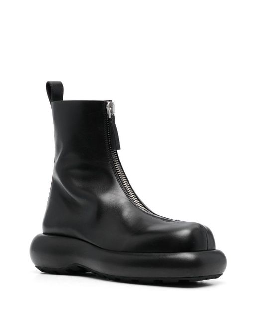 Jil Sander Black Zip-Up Leather Boots
