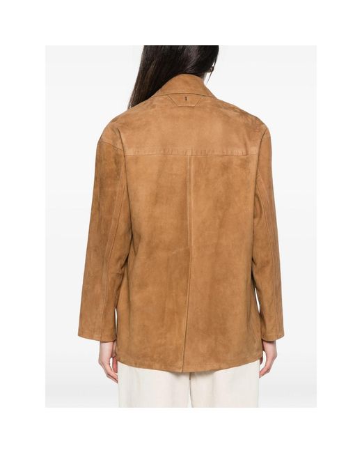 SANTORO Brown Button-Up Patch-Pocket Jacket