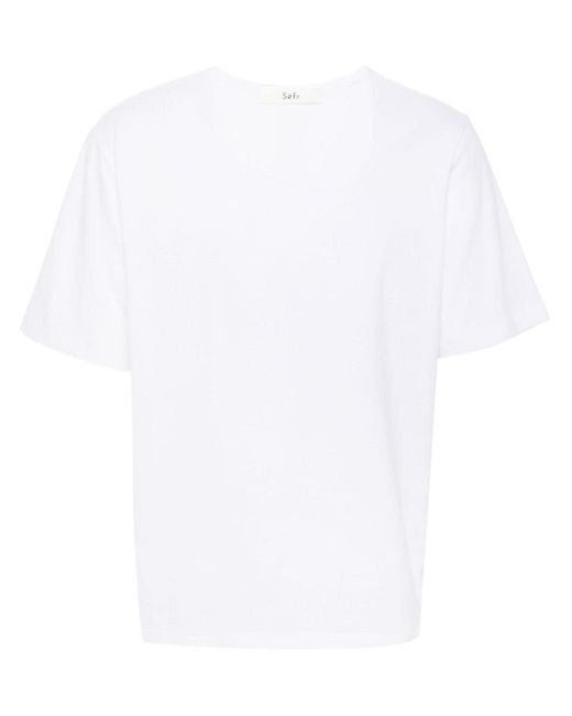 Séfr White Uneven Cotton T-Shirt for men
