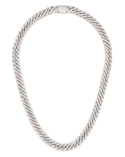 DARKAI White Mini Prong Pavé Gemstone Necklace for men