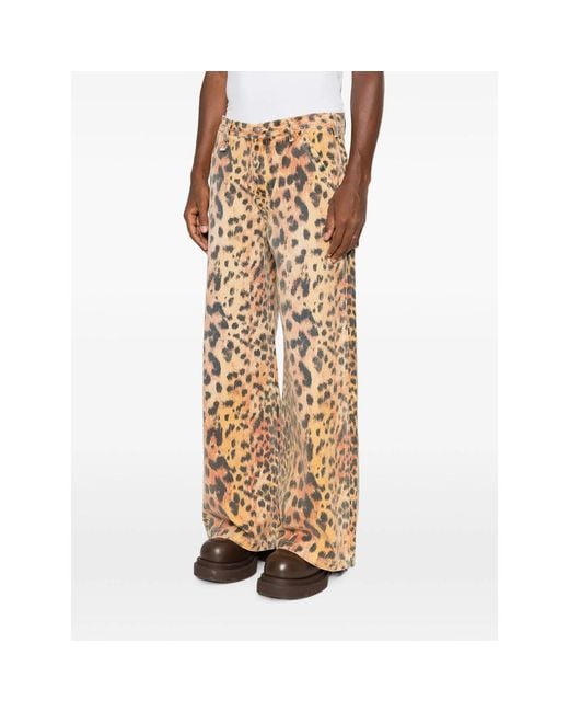 R13 Natural Leopard-Print Wide-Leg Trousers for men