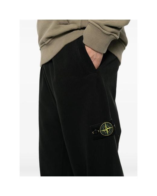 Stone Island Black Logo-Patch Track Pants for men