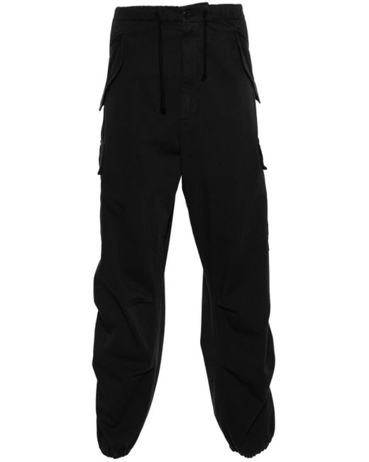 Dries Van Noten Black Zipped-Ankles Cargo Trousers for men