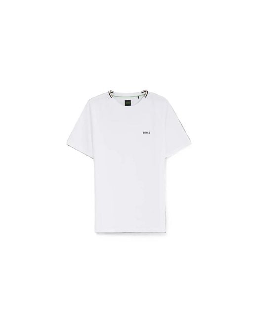 Boss White Active Moisture-Wicking T-Shirt With Tennis-Ball Eming for men