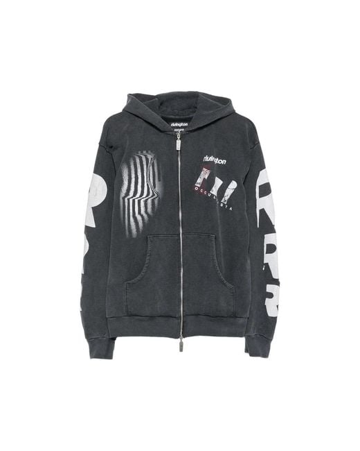 RIVINGTON roi Rebis Black Graphic-Print Zip-Up Hoodie for men