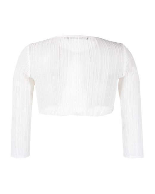 Antonino Valenti White Knitted Silk Cropped Cardigan