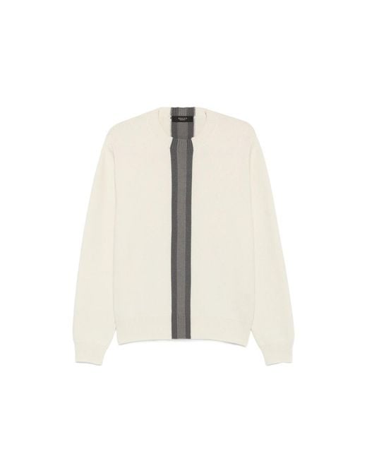 Gucci White Stripe-Detail Crew-Neck Sweater for men