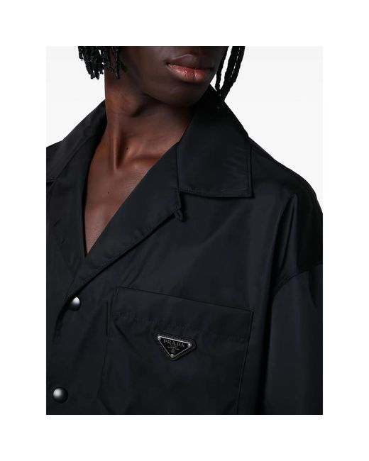 Prada Black Re-Nylon Short-Sleeved Shirt for men