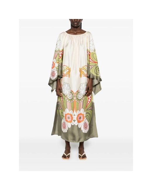 LaDoubleJ Metallic Floral-Print Silk-Satin Maxi Dress