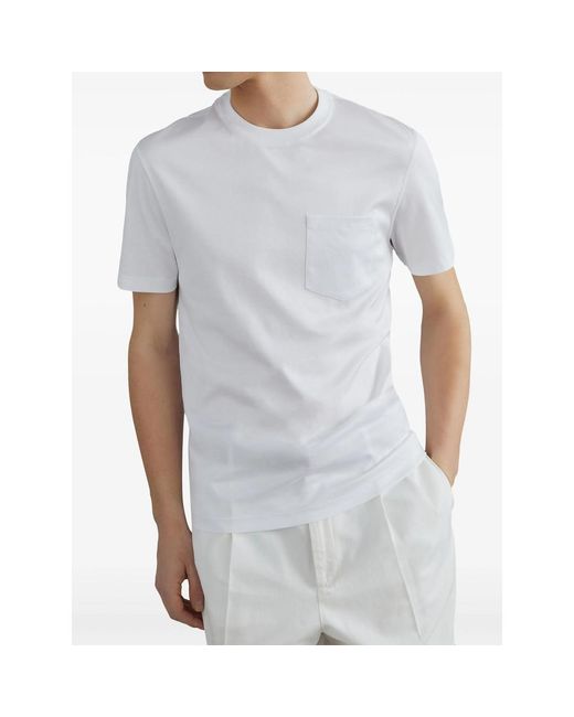 Brunello Cucinelli White Patch-Pocket Crew-Neck T-Shirt for men