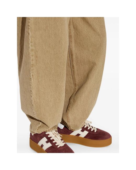 Hogan Brown Cool Logo-Patch Platform Sneakers