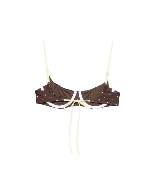 Frankie's Bikinis Brown Cola Polka-Dot Underwired Bikini Top