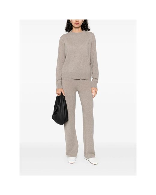 Soft Goat Gray Knit Cashmere Set Jumper And Straight Leg Trousers