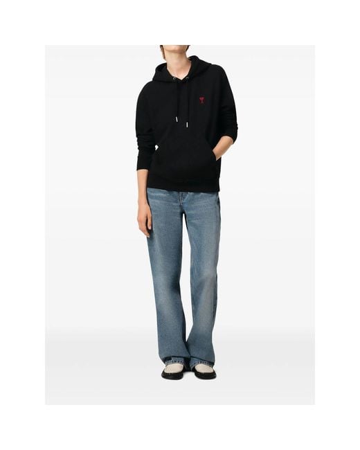 AMI Black Ami De Coeur Embroidery Sweater