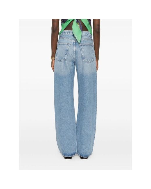Agolde Blue Faded Wide-Leg Jeans