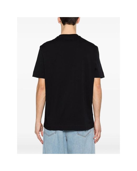 Emporio Armani Black Crew Neck T-Shirt With Logo Embroidery for men